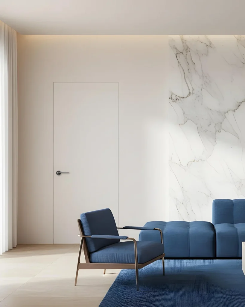 Collezione: Raso Muro, Modello: 50, Finitura: Laccato NCS S 3005-Y20R, Disegno: Liscio, Maniglia: Slim Cromat.