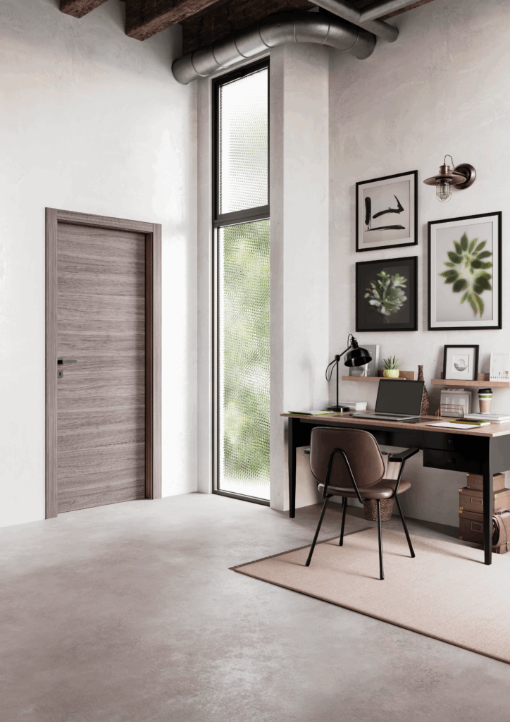 Collezione: Zero, Modello: 66L, Finitura: Palissandro Grigio, Maniglia: Ellesse Grafite Mat.