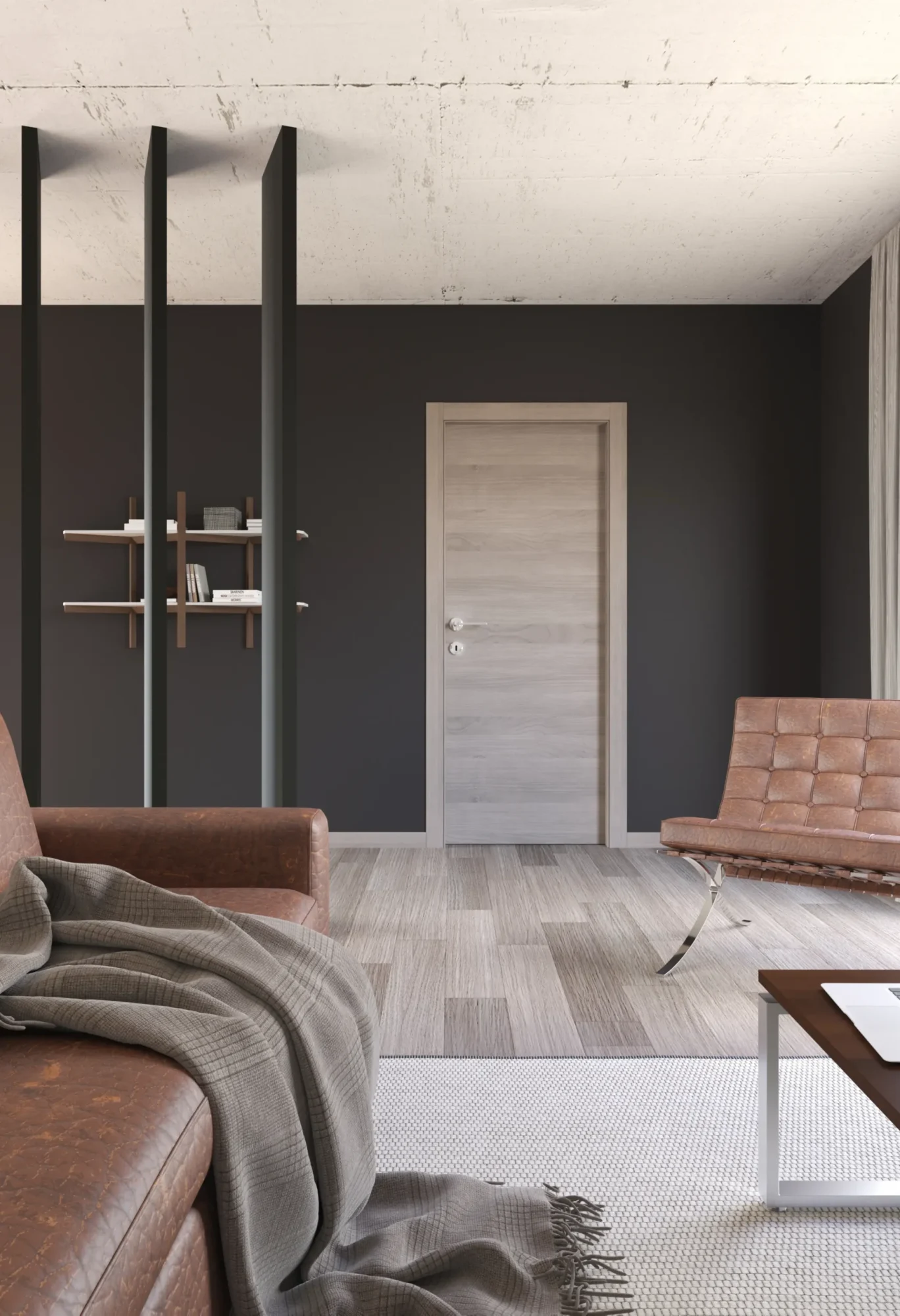 Collezione: Design, Modello: 70L, Finitura: Olmo Grigio, Maniglia Tool Cromo Porta della collezione Design Olmo Grigio