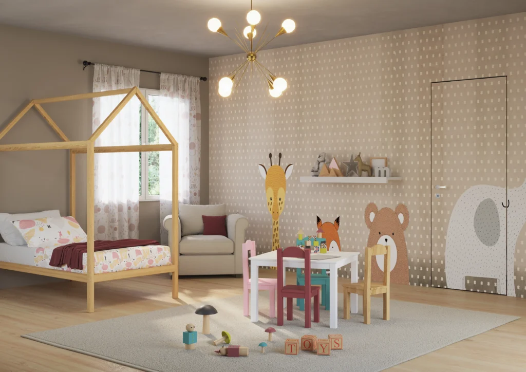 Collezione: Raso Muro, Modello: 50, Finitura: Grezzo mano di fondo + carta da parati, Maniglia: Mood Due silver, Wallpaper: Inkiostro Bianco - Sweet dreams INKEDKD1802.