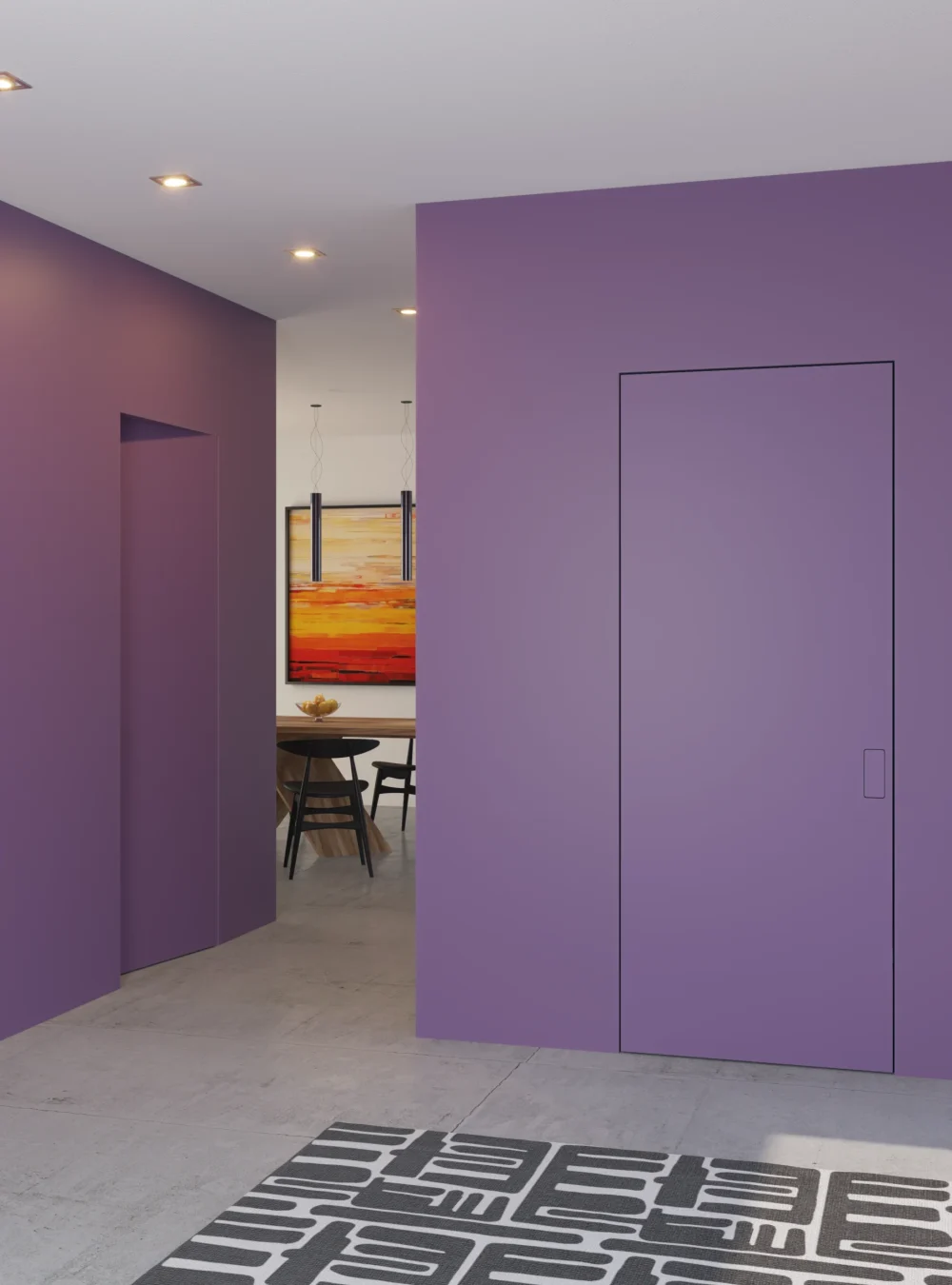 Collezione: Raso Muro, Modello: 50, Finitura: Grezzo mano di fondo + Pittura murale, Maniglia: Zero Agb - Laccato