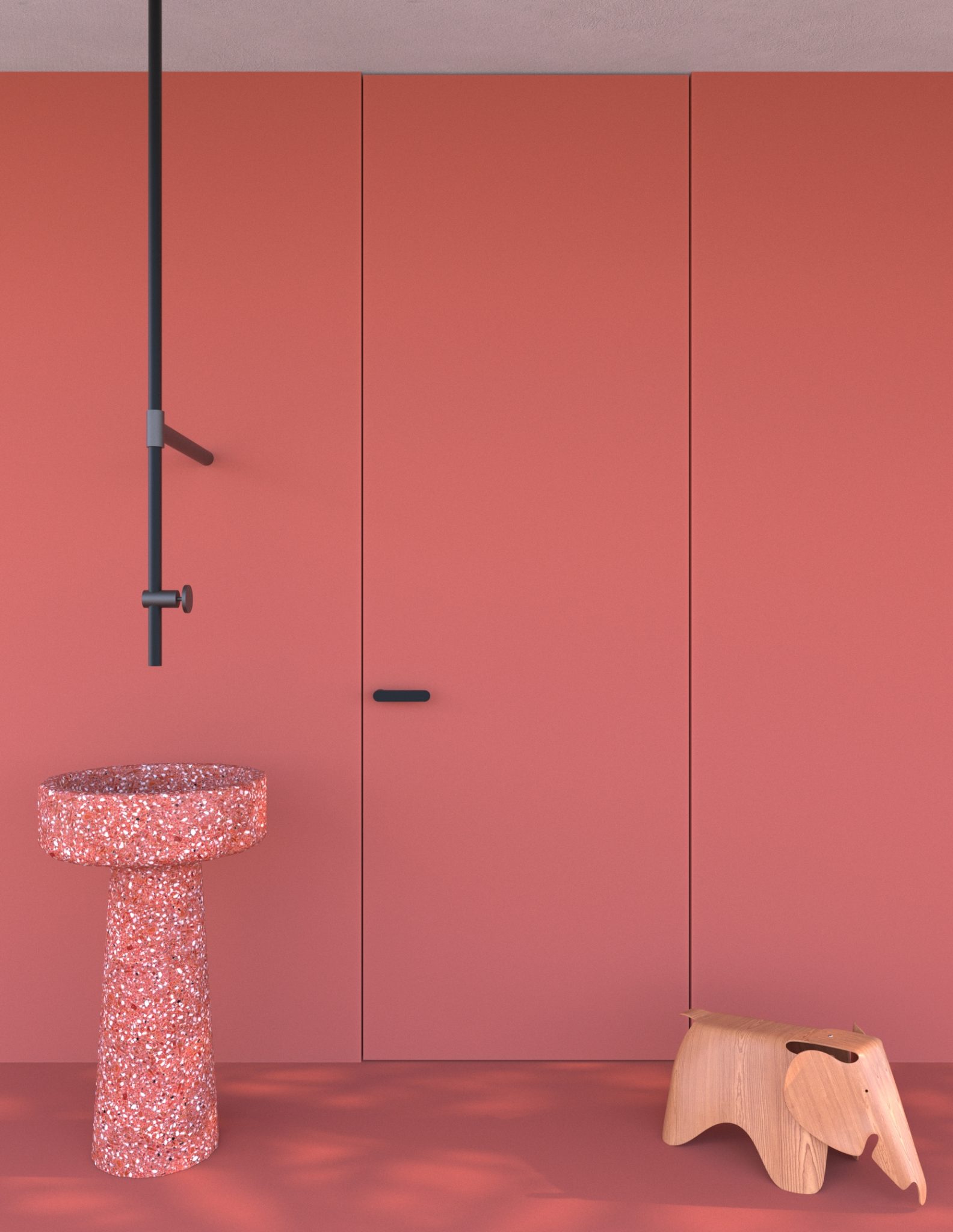 Collezione: Raso Muro, Modello: 50, Finitura: Grezzo mano di fondo + pittura murale, Maniglia: Pure nero.