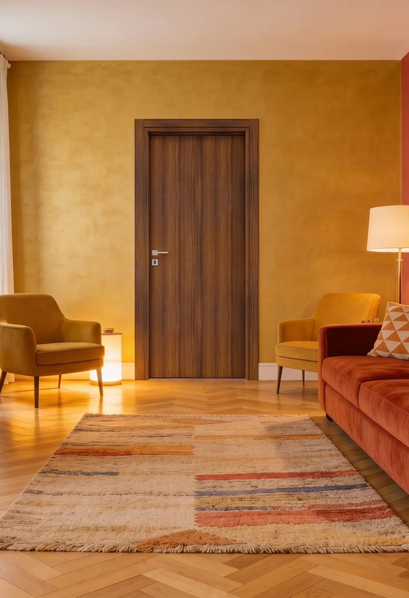 Porta battente collezione Tech in laminato Noce Nazionale, ambiente moderno dai toni caldi